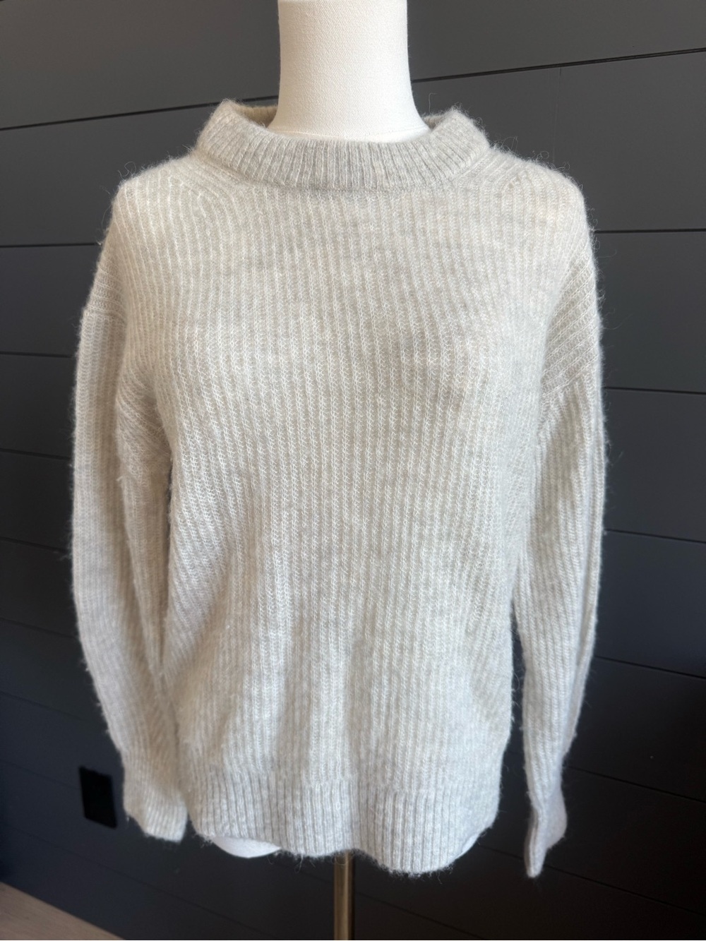 Everlane Cozy Ribbed Crewneck Sweater in Light Cream